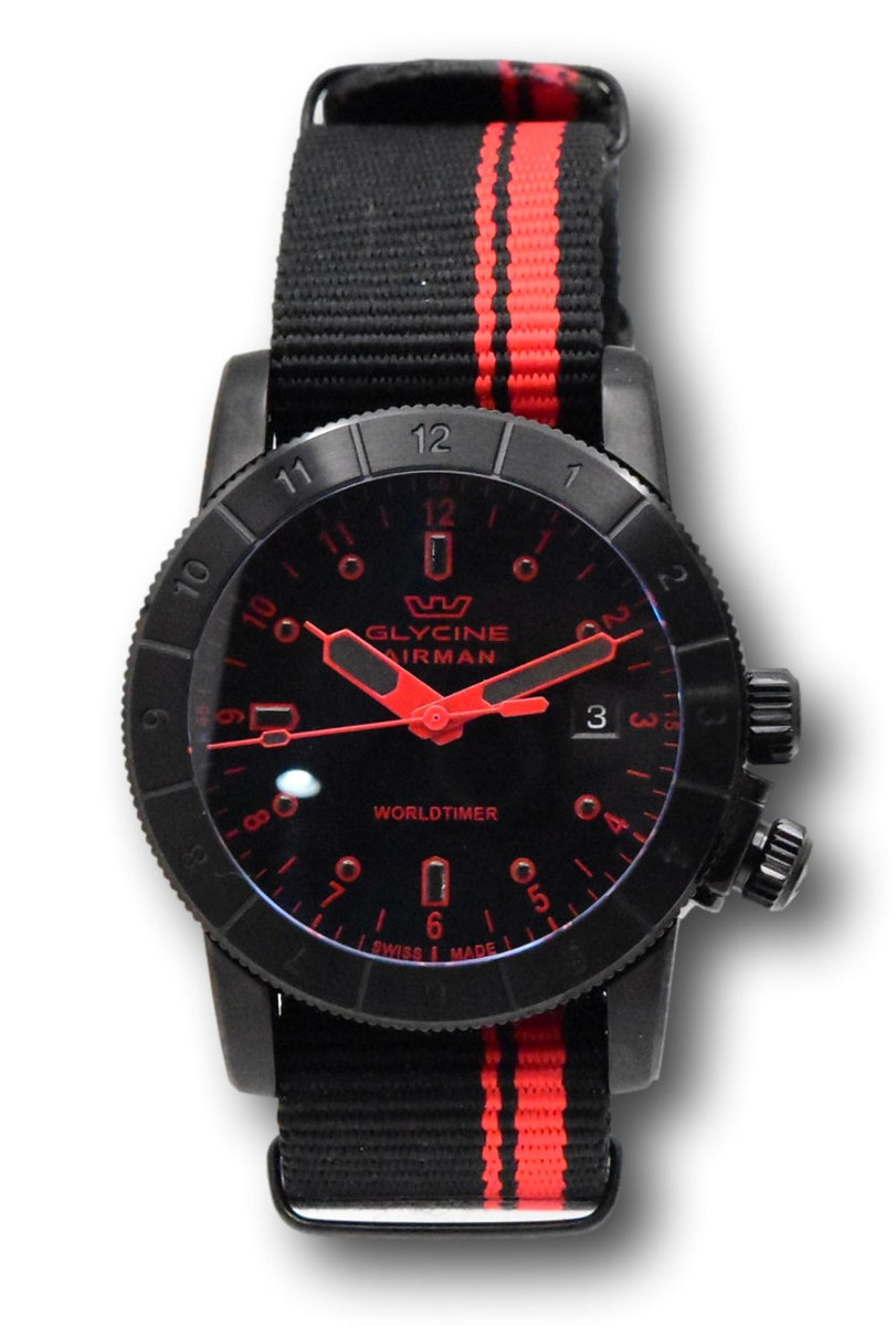 Glycine Airman Worldtimer Men's 42mm SWISS MADE Quartz Double