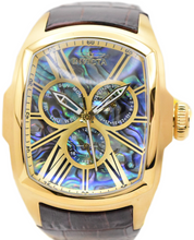 Load image into Gallery viewer, Invicta Lupah Abalone Dial Mens 47mm GMT Day/Date Quartz Watch 35193 Brown Strap-Klawk Watches