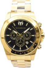 Load image into Gallery viewer, TechnoMarine Grand Manta Ray Mens 47mm Black Gold Quartz Chrono Watch TM-220131-Klawk Watches