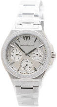 Load image into Gallery viewer, TechnoMarine Ocean Empress Womens 34mm Sparkling Silver Day Date Watch TM-318148