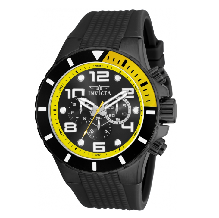 Invicta Pro Diver 18741 Men's Black & Yellow Silicone Chronograph