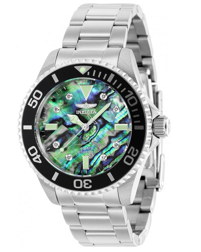 Invicta Pro Diver Lady Women's 38mm Diamond Abalone Dial Silver SS Watch 39293-Klawk Watches