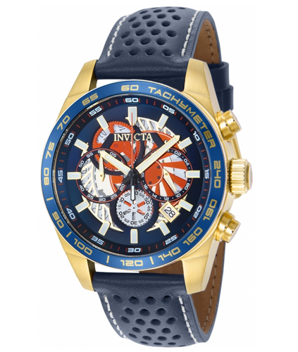 Invicta Aviator Men's 45mm Skeleton Dial Blue Leather Chronograph Watch 41690-Klawk Watches