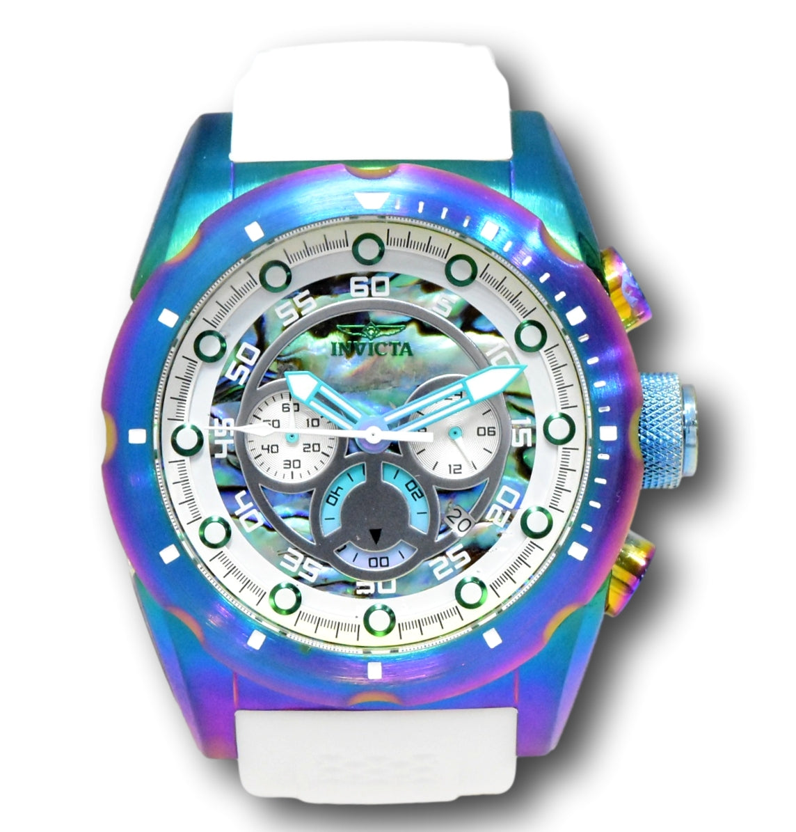 売りつくしセール‼️Invicta SPEEDWAY ABALONE 定価11万 Invicta Speedway Rainbow Iridescent Men's 50mm Abalone Dial Chrono