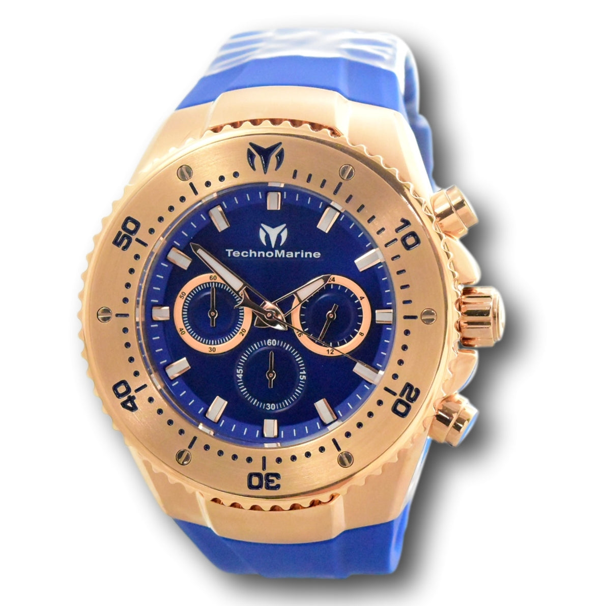 Blue Gold Watch Deep TechnoMarine Watches Sea – Klawk Mens Dial Rose 48mm Chrono Manta