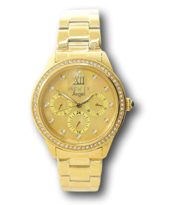 Invicta Angel Women's 37mm Gold Mother of Pearl Crystal Day / Date Watch 31262-Klawk Watches