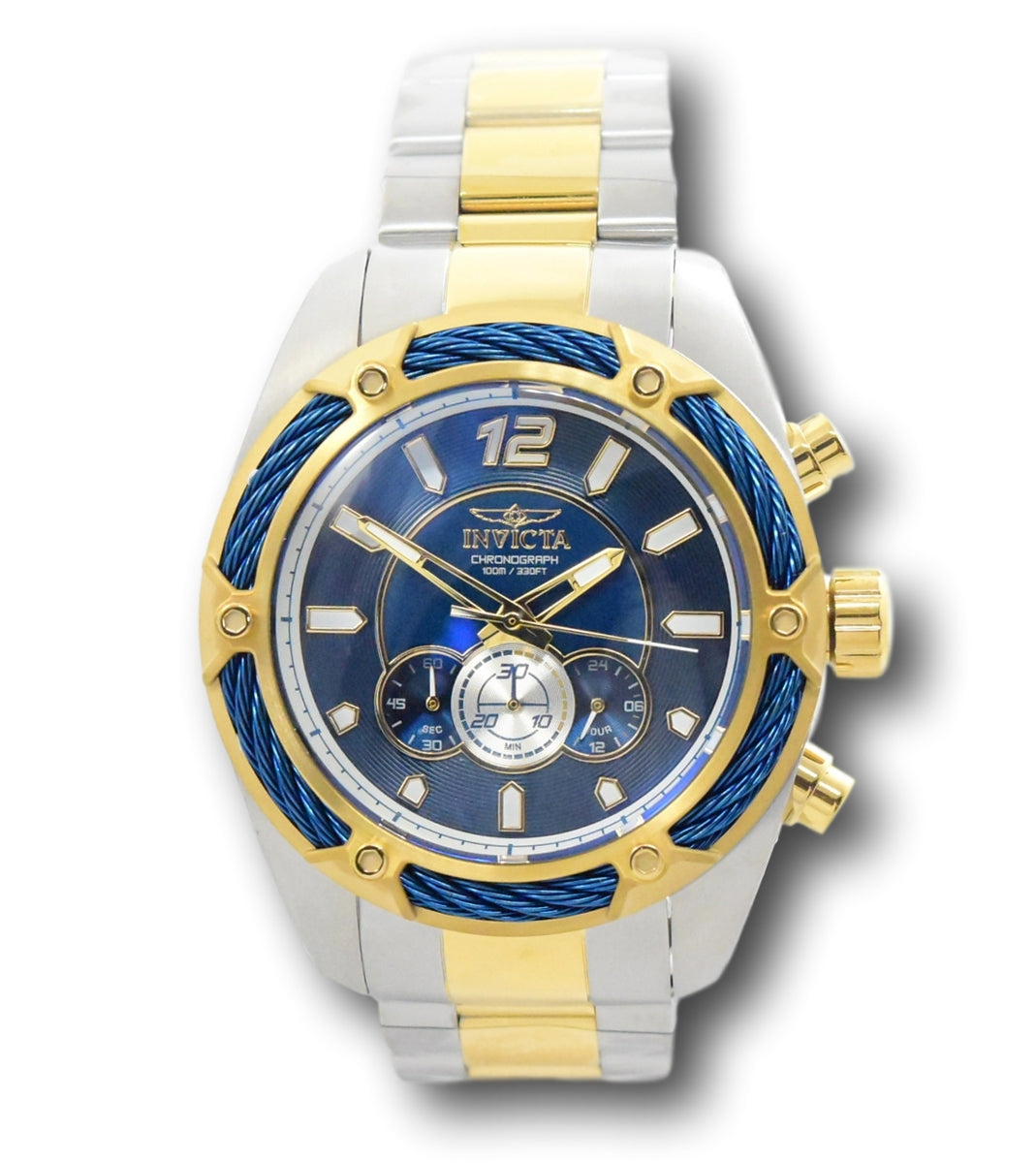 Invicta Bolt Men s 52mm Blue Dial Two Tone Miyota Chronograph