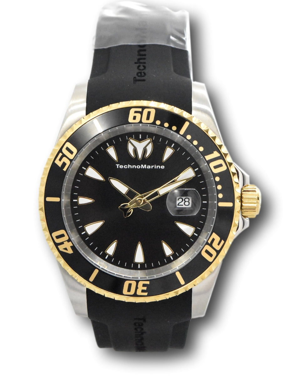 TechnoMarine Sea Manta Mens 42mm Black Dial Two-Tone 200M