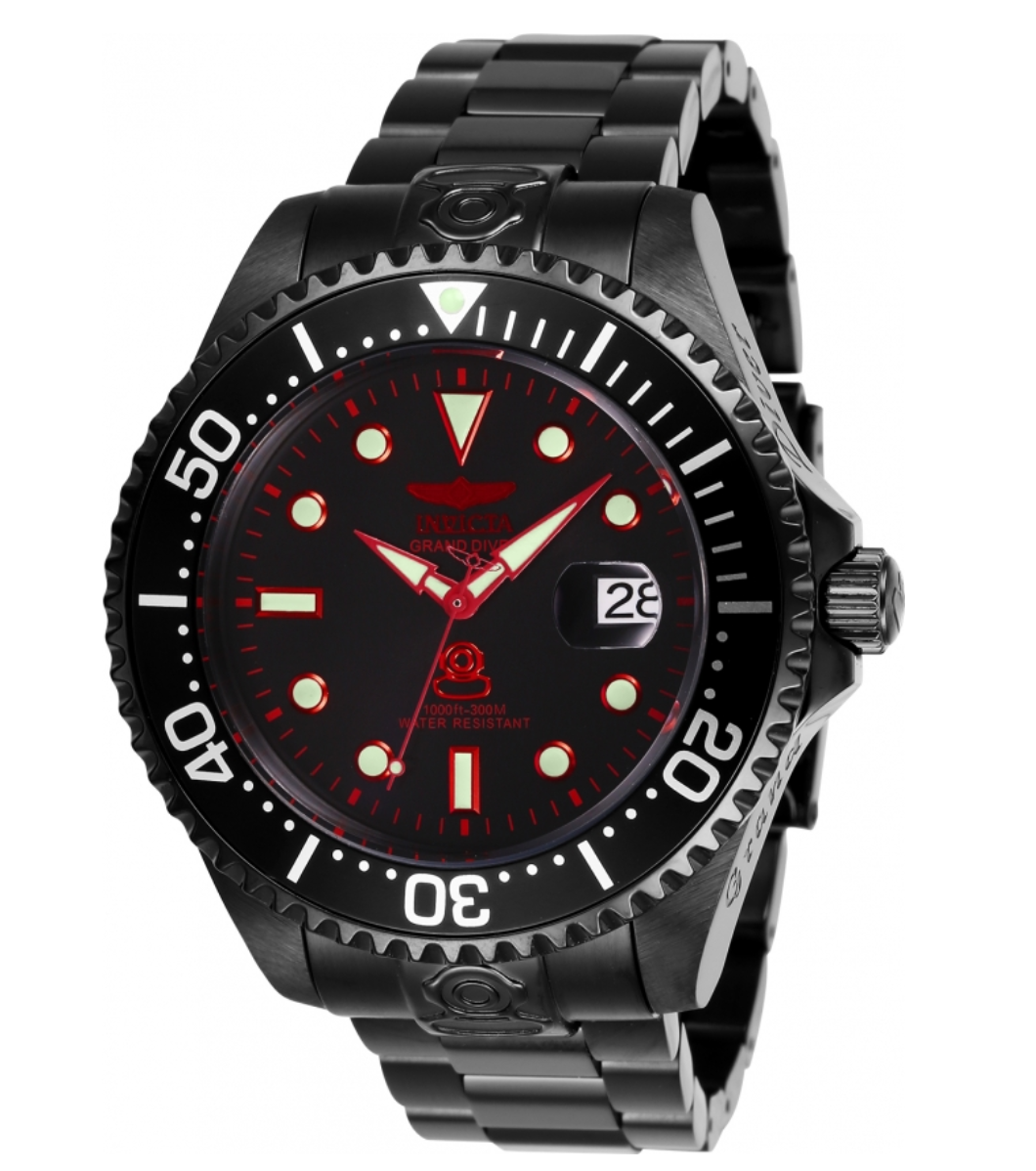 Invicta Grand Diver 'Red Phantom' Men's 47mm Automatic Triple Black Watch 28685-Klawk Watches