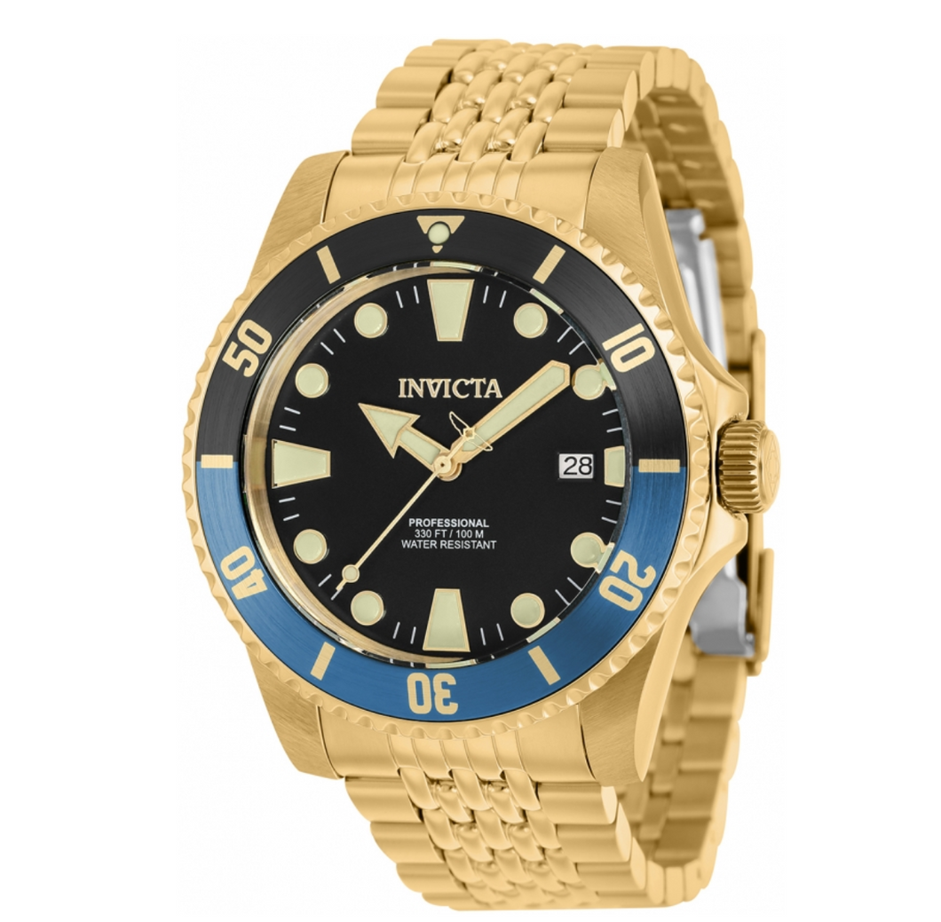 Invicta Pro Diver Automatic Men's 44mm Lume Markers 100M Gold Watch 39761-Klawk Watches
