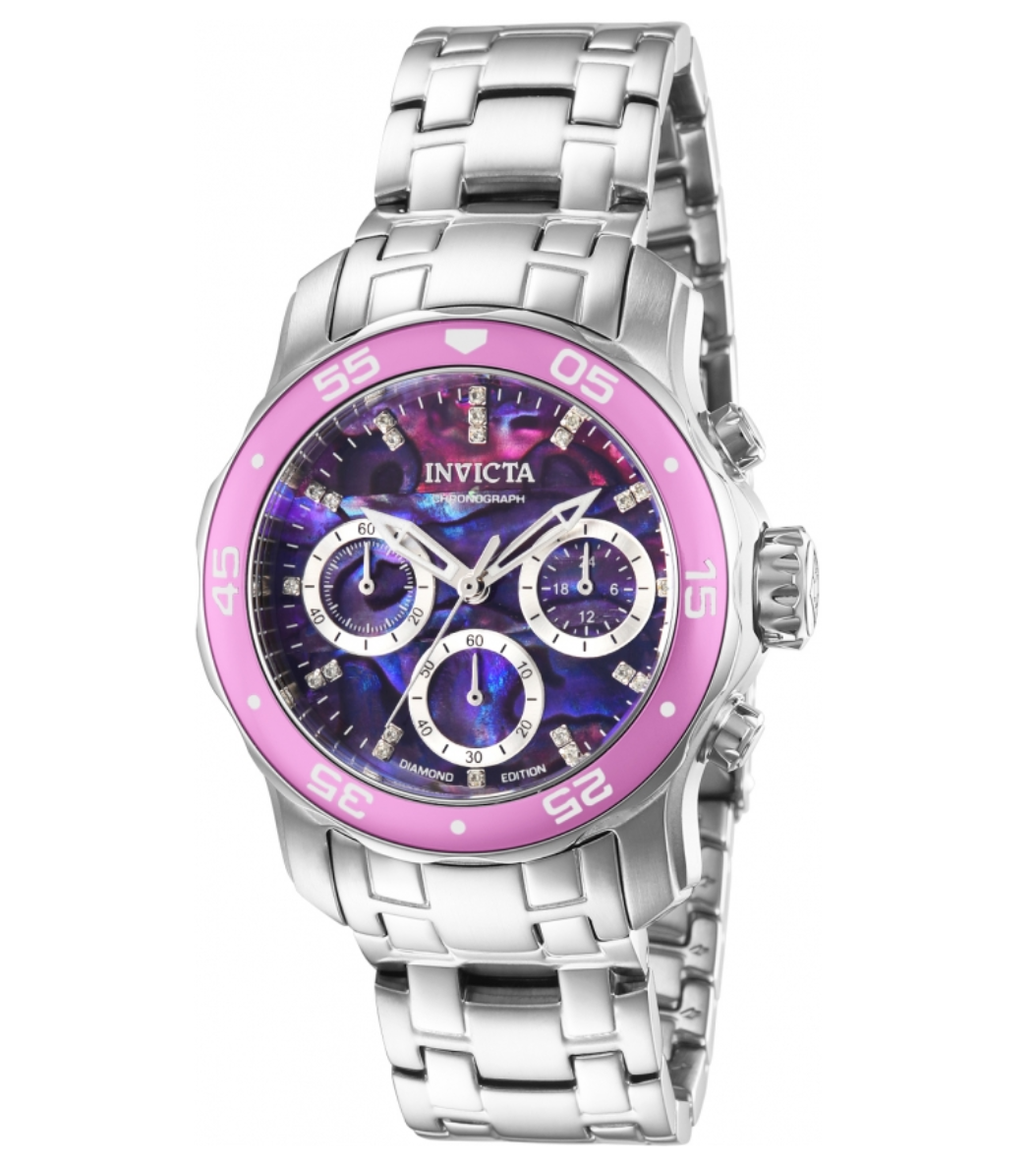 Invicta Pro Diver Scuba Diamond Edition Women s 38mm Purple Dial Watch Klawk Watches