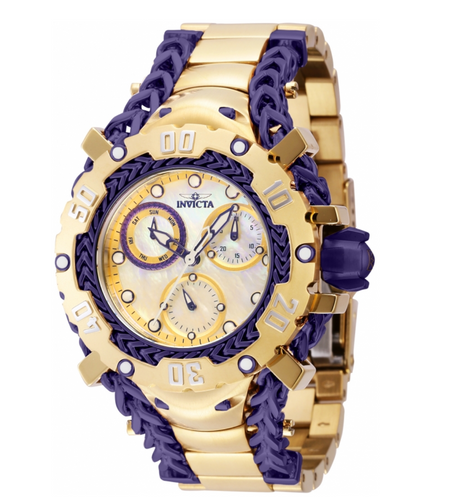 Invicta Gladiator Lady 43mm Women's Mother of Pearl Gold & Purple Watch 41112-Klawk Watches