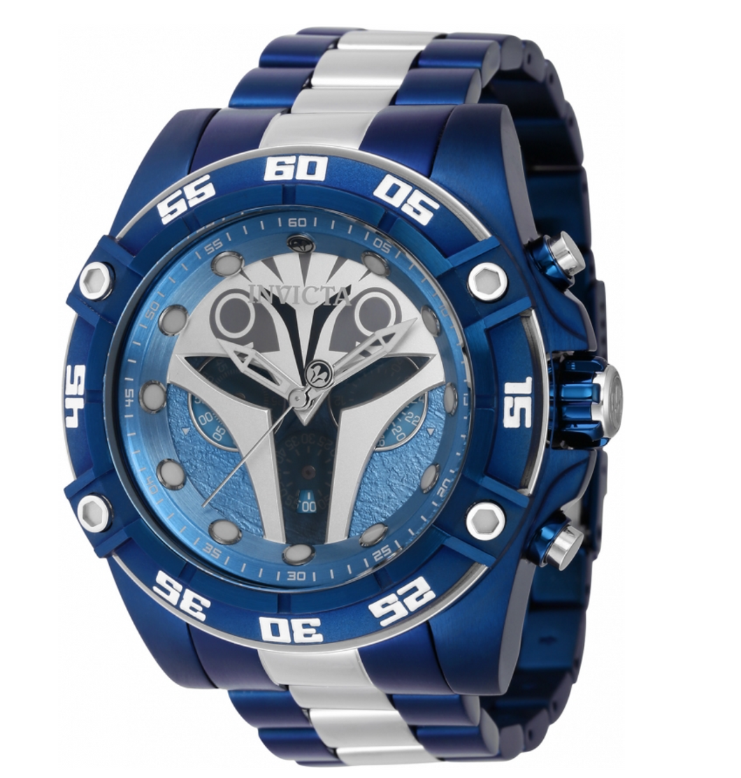 Invicta Star Wars Bo Katan Mens 52mm Limited Ed Blue Chronograph Watch 41257-Klawk Watches