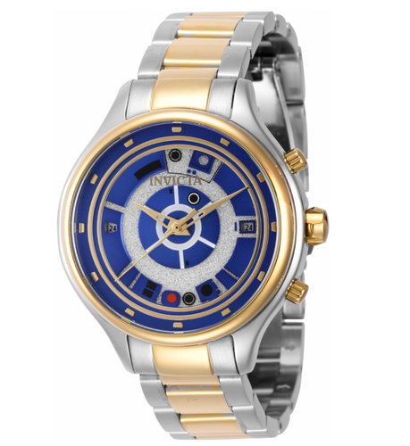 Invicta Star Wars R2-D2 Women's 38mm Gold Dual Time Limited Glitter Watch 41391-Klawk Watches