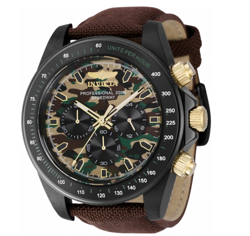 Invicta Speedway Men's 50mm Tactical Camo Brown Cordura Chronograph Watch 43678-Klawk Watches