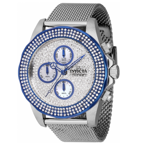 Invicta Pro Diver Women's 40mm Silver PAVE Crystal Blue Chronograph Watch 43875-Klawk Watches