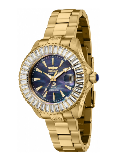 Invicta Pro Diver Women's 38mm Automatic Black MOP Gold Limited Edition 44319-Klawk Watches