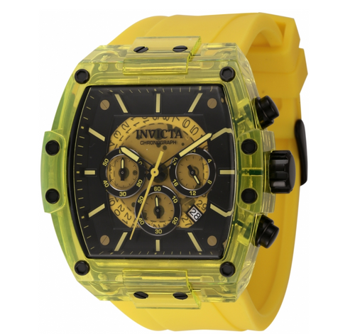 Invicta S1 Rally Diablo Men's 48mm Clear Yellow Anatomic Dial Chrono Watch 44353-Klawk Watches