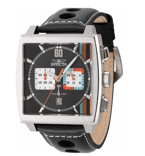Invicta S1 Rally Cuadro Monaco Men's 45mm Black GMT Leather Chrono Watch 44747-Klawk Watches