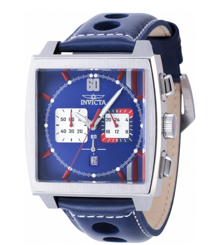 Invicta S1 Rally Cuadro Men's 45mm Navy Blue GMT Leather Chrono Watch 44749-Klawk Watches