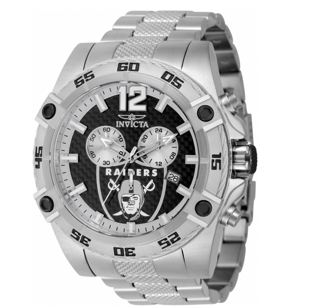 Invicta NFL Las Vegas Raiders Men's 52mm Carbon Fiber Flyback Chrono Watch 45415-Klawk Watches
