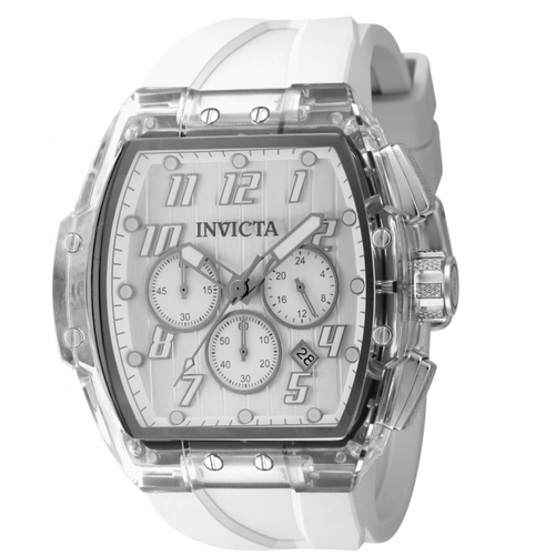 Invicta S1 Rally Crystal Chrono Men's 47mm Clear Case White Dial Watch 45481-Klawk Watches