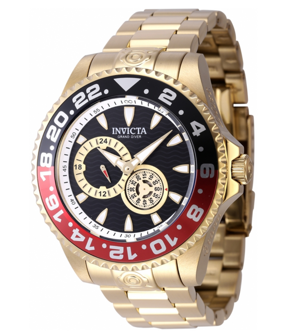 Invicta Grand Diver GMT Men's 47mm Automatic Coke Bezel Gold Watch 47304-Klawk Watches