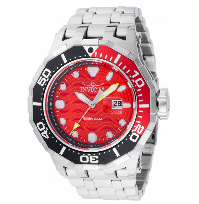 Invicta Pro Diver Scuba Wave 200M Men's 52mm Ember Red Quartz Watch 47845-Klawk Watches