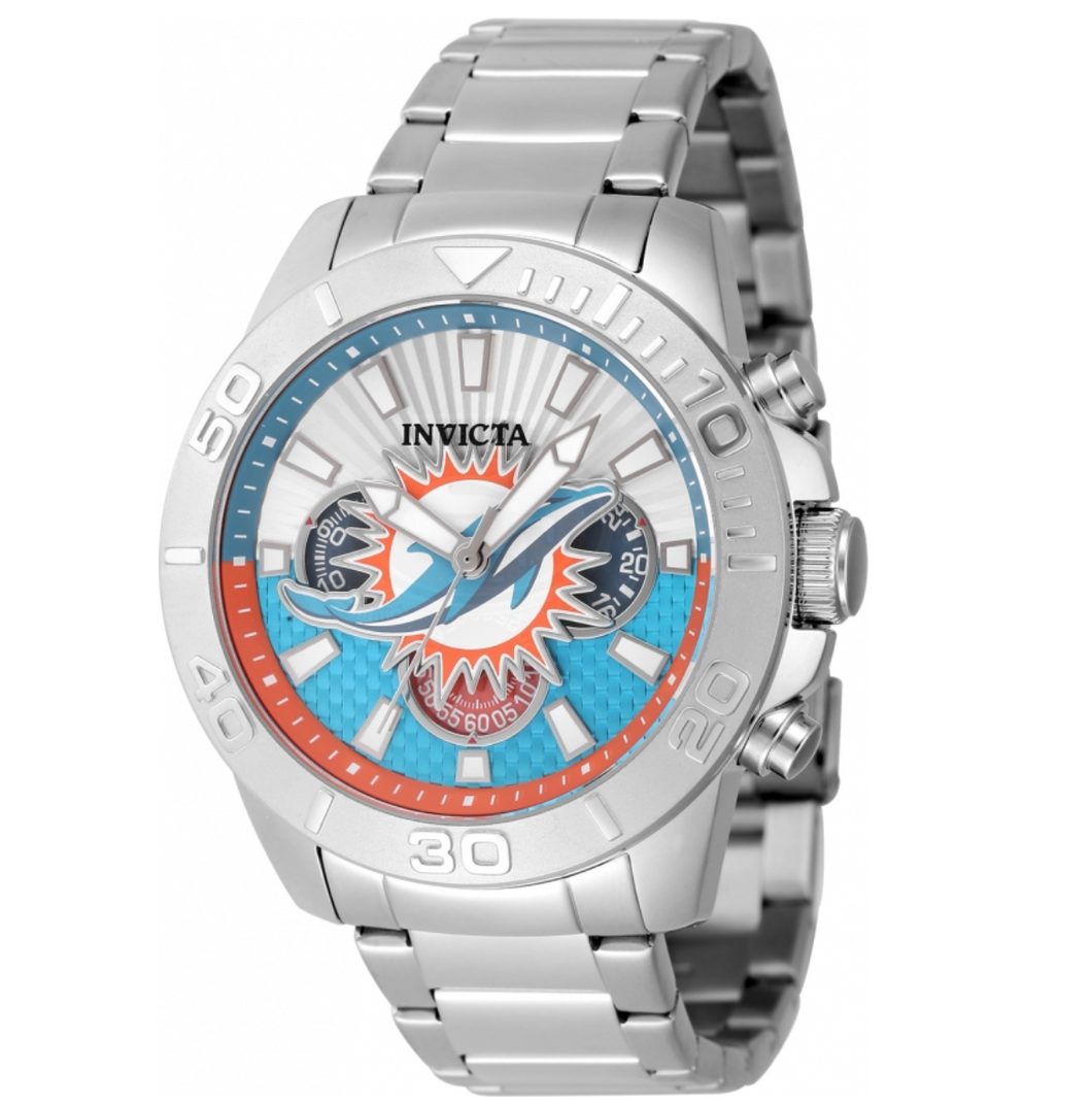 Invicta NFL Miami Dolphins Men's 45mm Quartz Chronograph Watch 47936-Klawk Watches