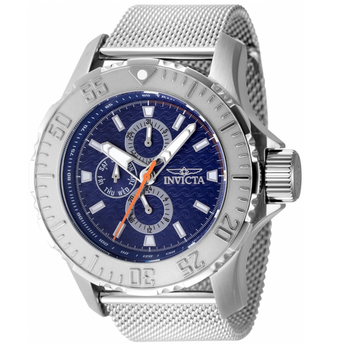 Invicta Deepwave Men’s 50mm Blue Wave Dial Quartz Watch Stainless Mesh 48011-Klawk Watches