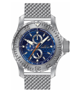 Invicta Deepwave Men’s 50mm Blue Wave Dial Quartz Watch Stainless Mesh 48011-Klawk Watches