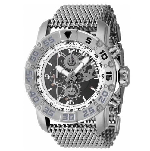 Invicta Racing JM Limited Ed Men's 48mm Silver Mesh Skeleton Chrono Watch 48053-Klawk Watches