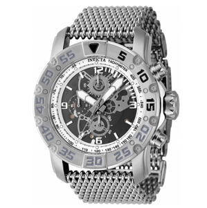 Invicta Racing JM Limited Ed Men's 48mm Silver Mesh Skeleton Chrono Watch 48053-Klawk Watches