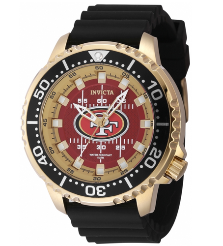 Invicta Pro Diver Men's 48mm NFL San Francisco 49ers Gold Quartz Watch 48108-Klawk Watches