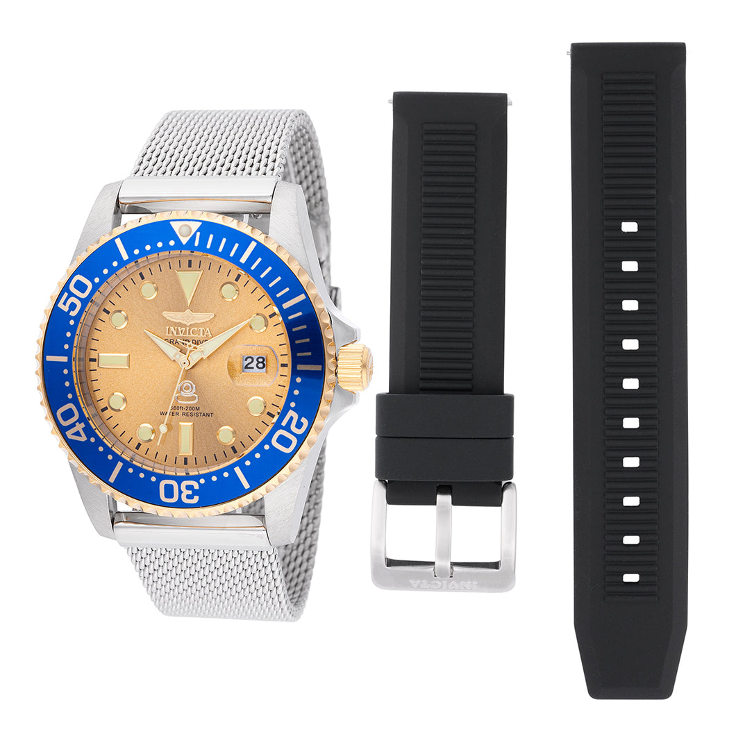 Invicta Pro Diver Interchangeable Strap Men's 42mm Gold Dial Quartz Watch 48216-Klawk Watches