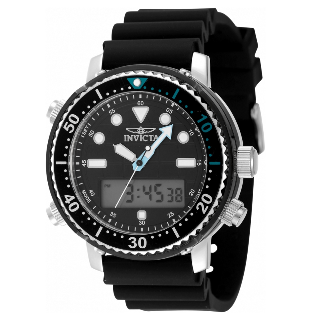 Invicta Pro Diver Men's 46.5mm Black Dual Time Digital Ana-Digi Watch 48367-Klawk Watches
