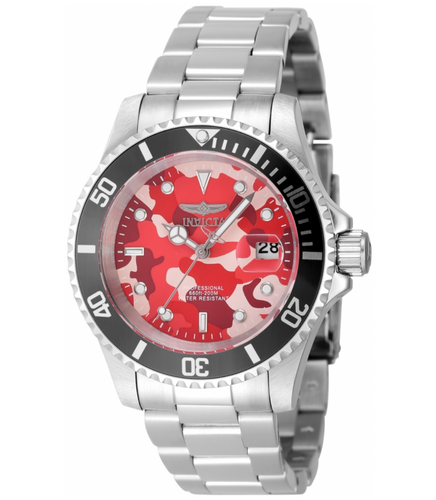 Invicta Pro Diver Men’s 40mm Crimson Camo Dial Stainless Steel Watch 48568-Klawk Watches