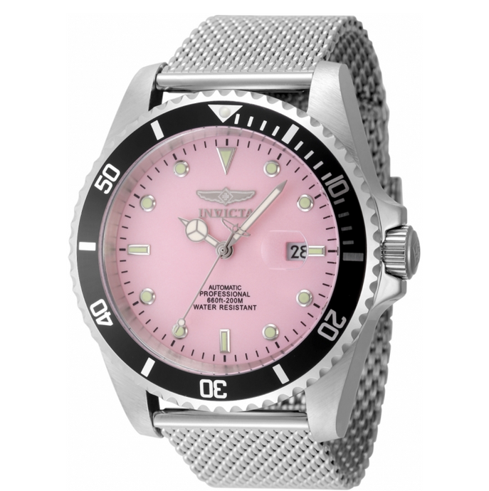 Invicta Pro Diver Ice Pink Automatic Men's 47mm Stainless Mesh Watch 48886-Klawk Watches