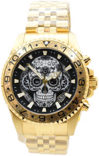 Load image into Gallery viewer, Invicta Pro Diver Dia Day Los Muertos 43mm Gold Skull Floral Chrono Watch 48951-Klawk Watches
