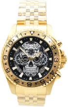 Load image into Gallery viewer, Invicta Pro Diver Dia Day Los Muertos 43mm Gold Skull Floral Chrono Watch 48951-Klawk Watches
