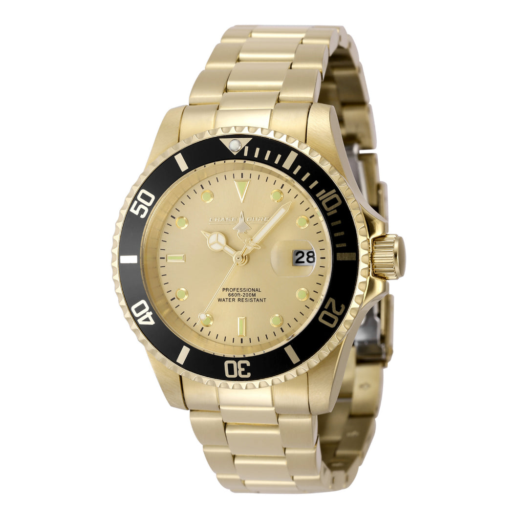 Chase Durer By Invicta Men’s 40mm Double Gold Pro Diver Quartz Watch CDW-0129-Klawk Watches