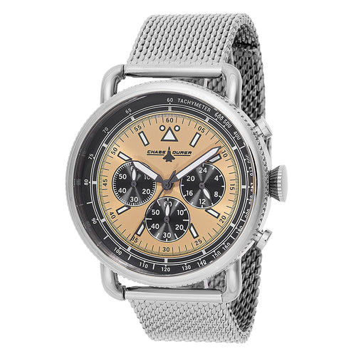 Chase Durer By Invicta Men's Aviator Silver and Gold Mesh Chrono Watch CDW-0151-Klawk Watches