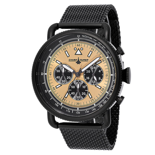 Chase Durer By Invicta Men's Aviator Black and Gold Mesh Chrono Watch CDW-0155-Klawk Watches
