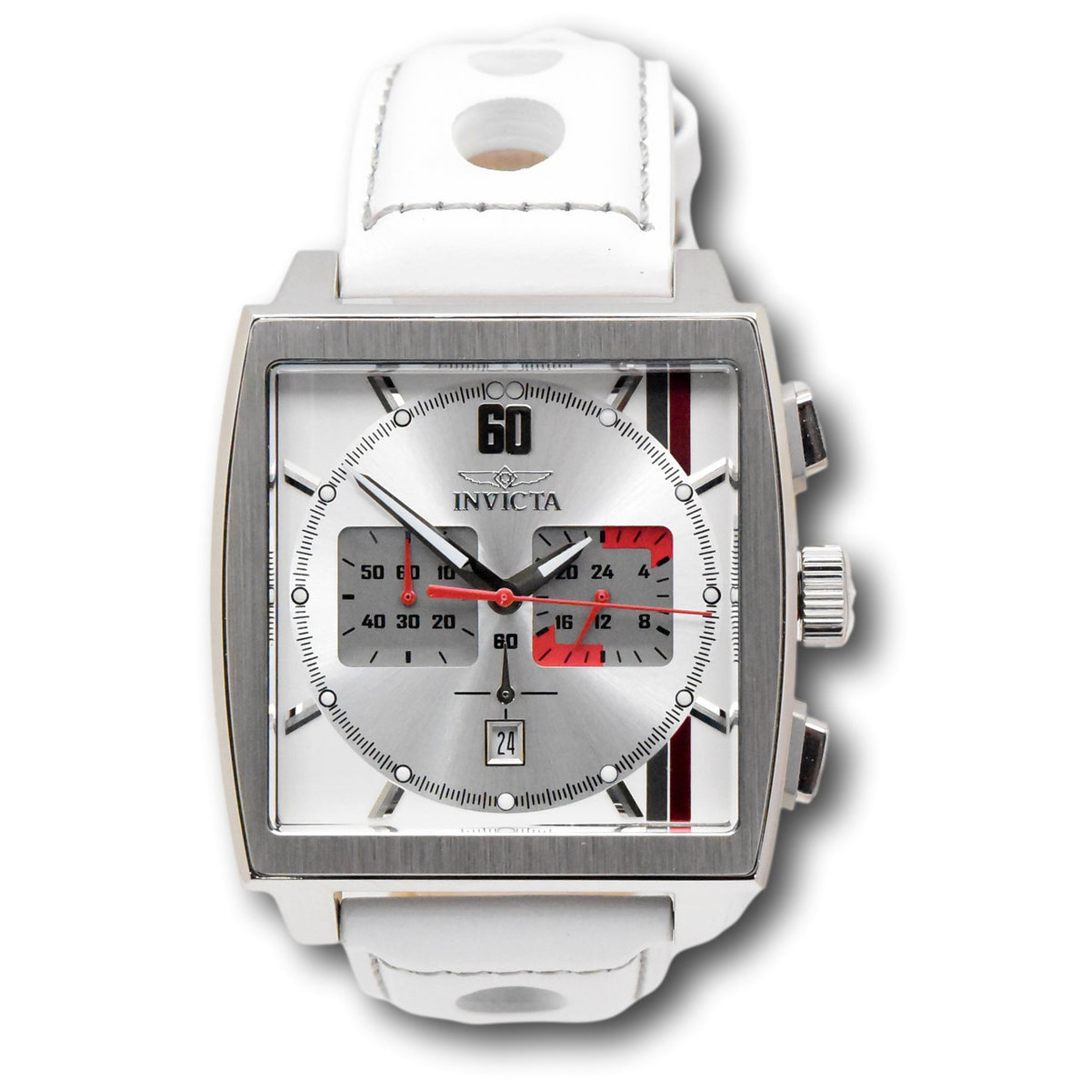 Invicta S1 Rally Cuadro Monaco Men's 45mm White GMT Leather Chrono Wat ...