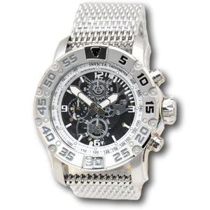 Invicta Racing JM Limited Ed Men's 48mm Silver Mesh Skeleton Chrono Watch 48053-Klawk Watches