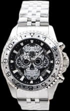 Load image into Gallery viewer, Invicta Pro Diver Dia Day Los Muertos 43mm Black Skull Floral Chrono Watch 48950-Klawk Watches

