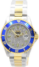 Load image into Gallery viewer, Invicta Pro Diver Azure Royale 40mm Two Tone Pave Crystal Quartz Watch 50287
