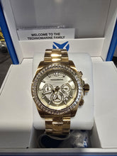 Load image into Gallery viewer, TechnoMarine Manta Ray Mens 42mm 48 Crystals Triple Gold Chrono Watch TM-222004
