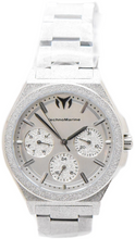 Load image into Gallery viewer, TechnoMarine Ocean Empress Womens 34mm Sparkling Silver Day Date Watch TM-318148
