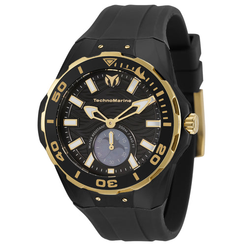 TechnoMarine Cruise Men's 49mm Black Dial Gold 200M Quartz Watch TM-120015-Klawk Watches